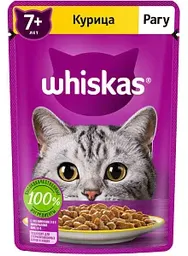 Влажный корм для кошек от 7 лет Whiskas курица рагу, 75г