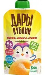 Пюре Дары Кубани яблоко-абрикос-сливки с 6 месяцев, 90г