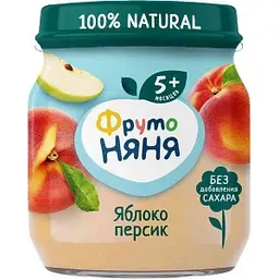 Пюре ФрутоНяня Яблоко, персик, с 5 месяцев, 100г